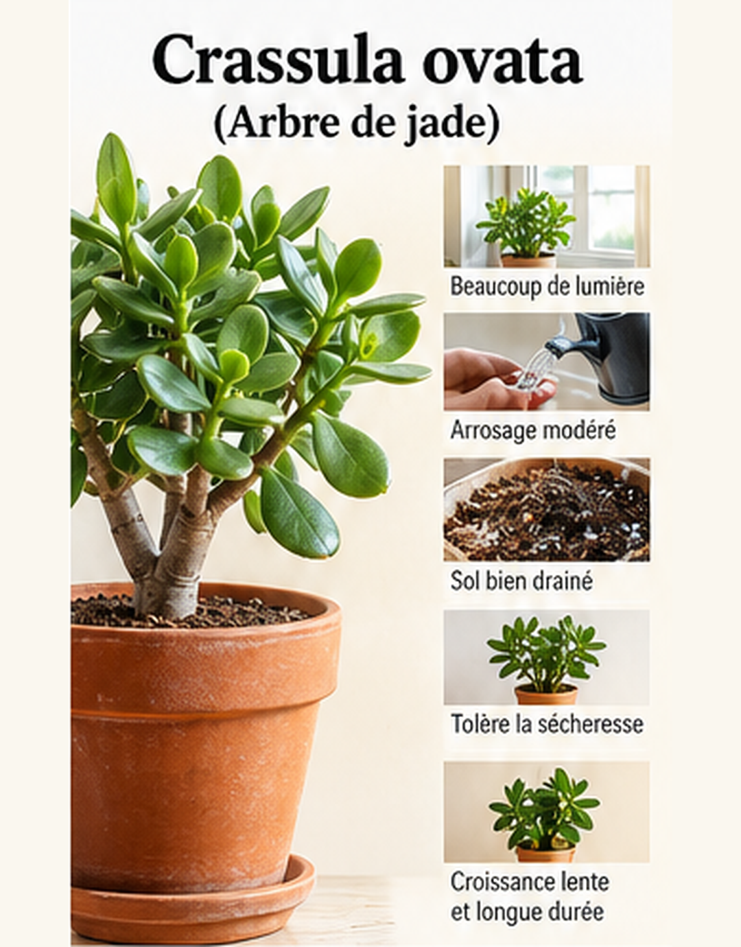 Crassula ovata en pot avec des conseils de lumière, d’arrosage et de drainage